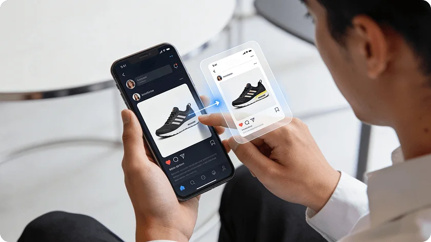 Online shopping application interface on mobile device