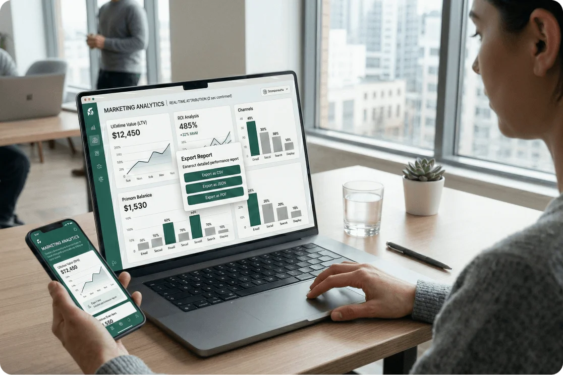 Smartphone displaying analytics data representing mobile marketing management